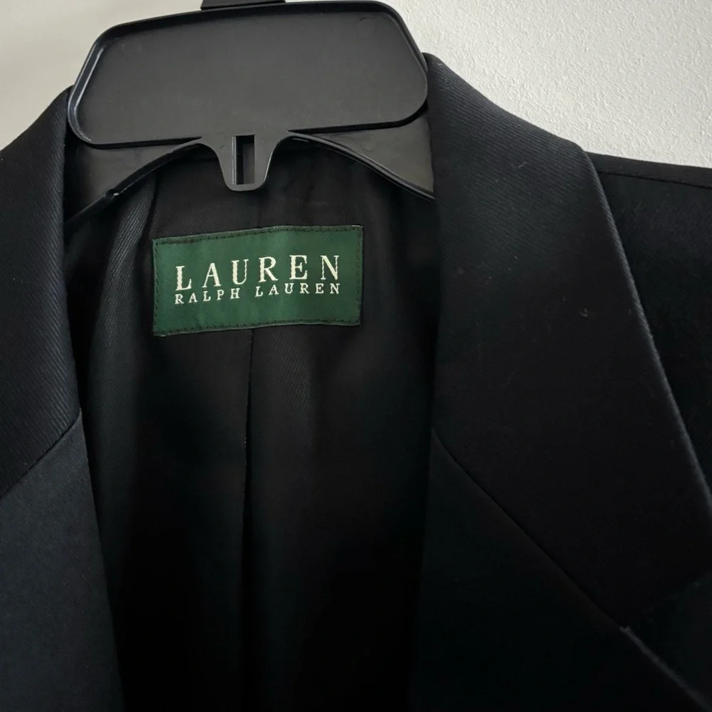 VTG Men's Lauren Ralph Lauren Blazer Black Super 120s Wool Satin 2 Button 44R